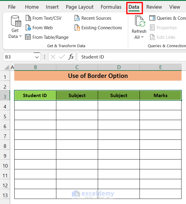 How to Create a Table Without Data in Excel (2 Easy Methods)