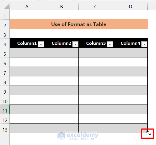 How to Create a Table Without Data in Excel 2 Methods