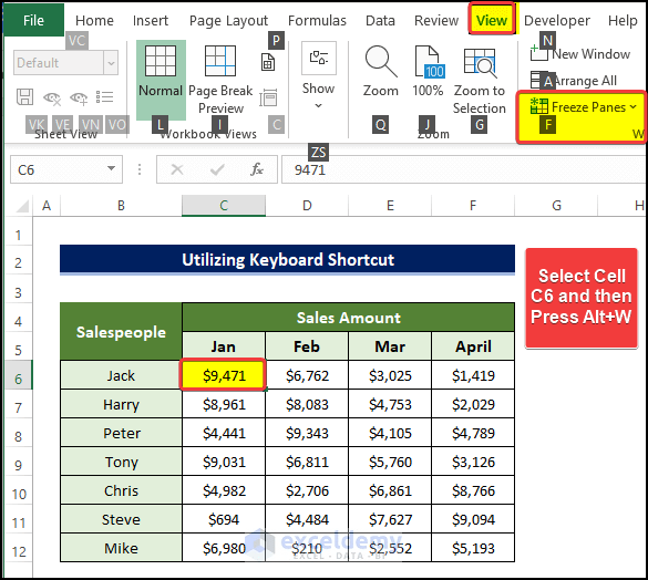 How to Repeat Header Row When Scrolling in Excel (6 Ways)