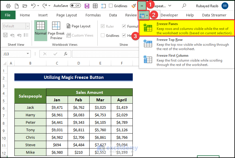 How to Repeat Header Row When Scrolling in Excel (6 Ways)