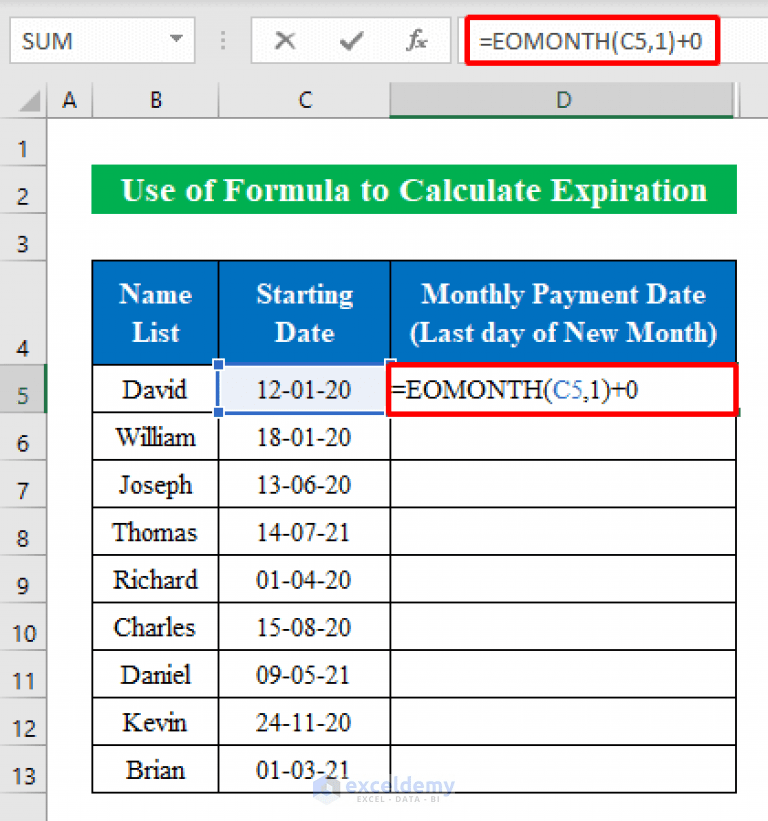 How to Calculate Expiration Date with Excel Formula