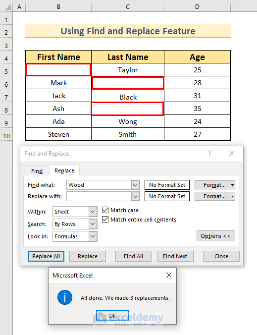 How to Clear Cells with a Specific Value in Excel (2 Methods)