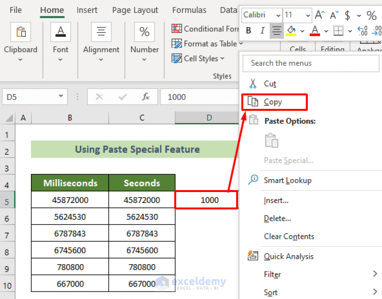 How to Convert Milliseconds to Seconds in Excel (2 Quick Ways)