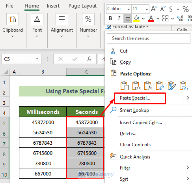 How to Convert Milliseconds to Seconds in Excel (2 Quick Ways)