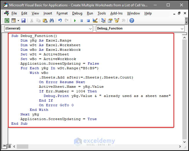 How to Create Multiple Worksheets from a List of Cell Values 5 Easy Ways