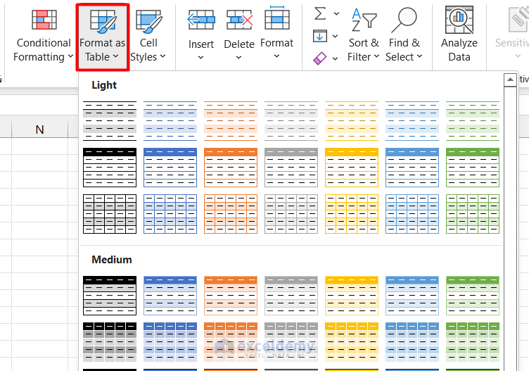 How to Create a Table Without Data in Excel (2 Easy Methods)