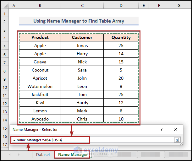 How to Find Table Array in Excel 4 Methods