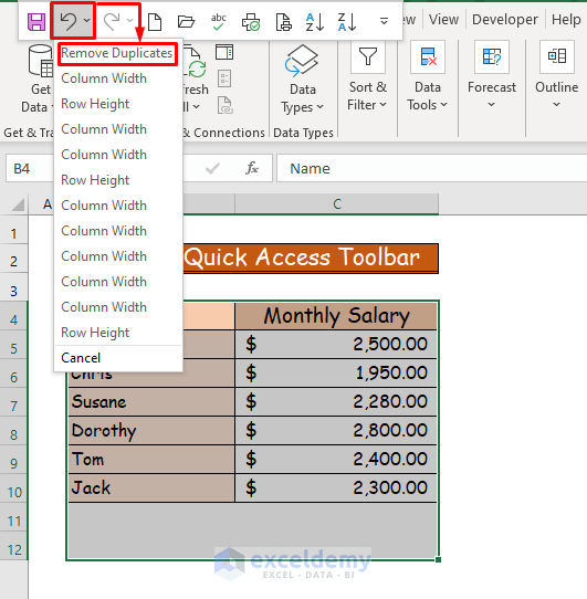 How to Undo Remove Duplicates in Excel 3 Methods ExcelDemy