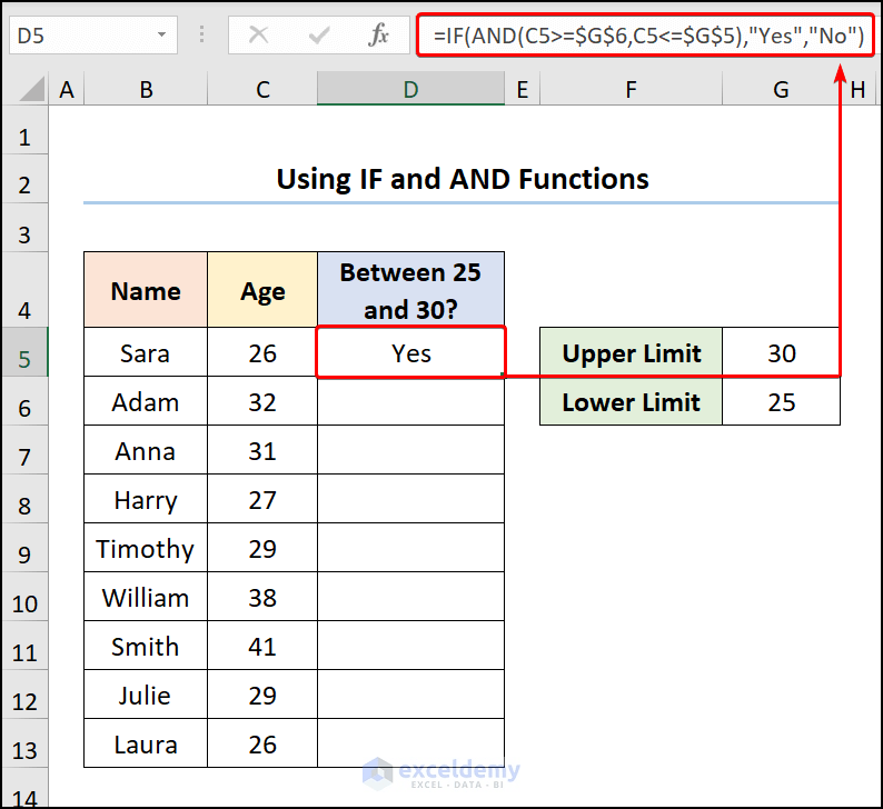 If a Value Lies Between Two Numbers Then Return Expected Output in Excel