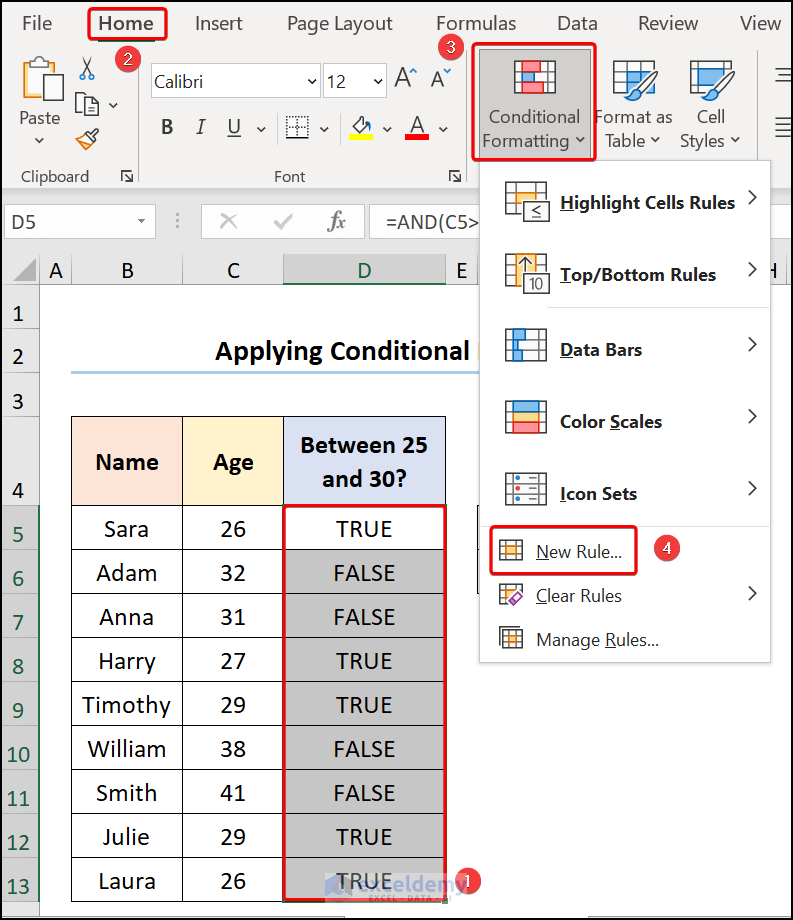 If a Value Lies Between Two Numbers Then Return Result in Excel