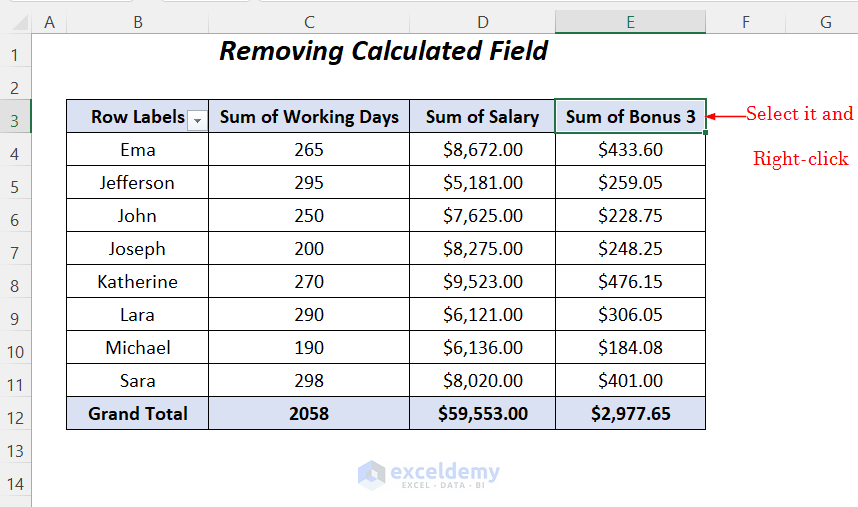 Remove Calculated Field In Pivot Table Vba