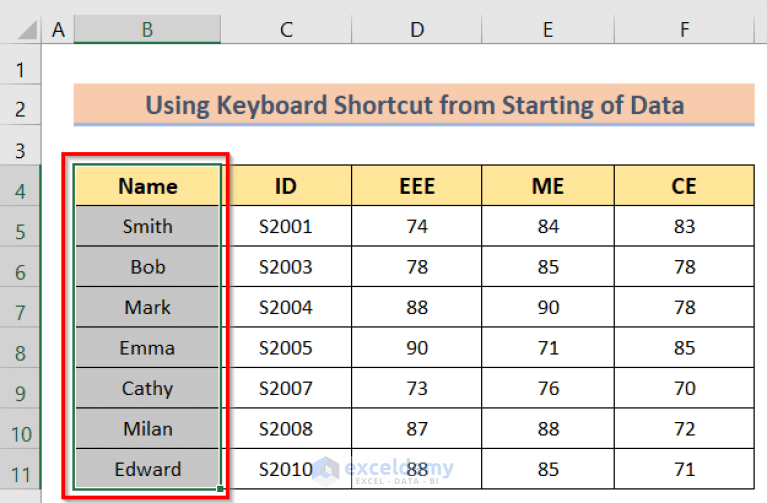 How to Select Column to End of Data in Excel (3 Easy Methods)