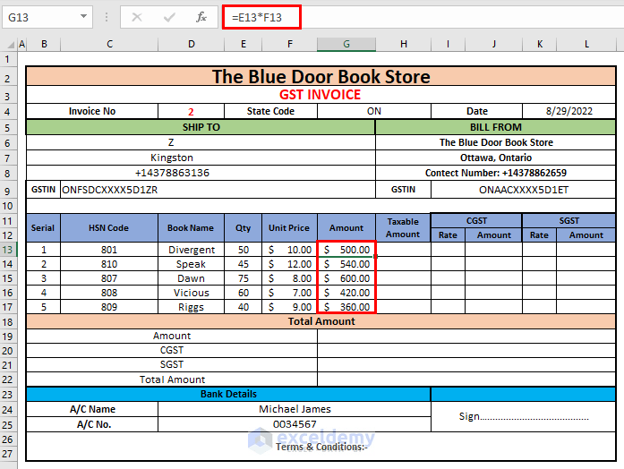 How to Create GST Bill Format in Excel with Formula 4 Methods ExcelDemy