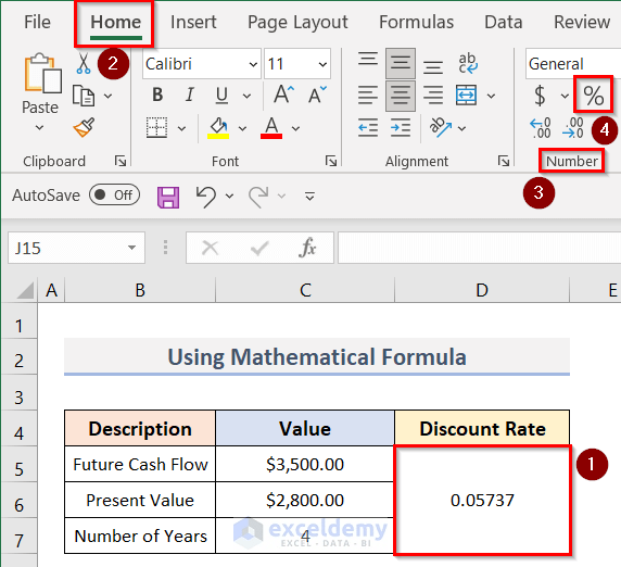 How to Calculate Discount Rate in Excel (3 Methods)