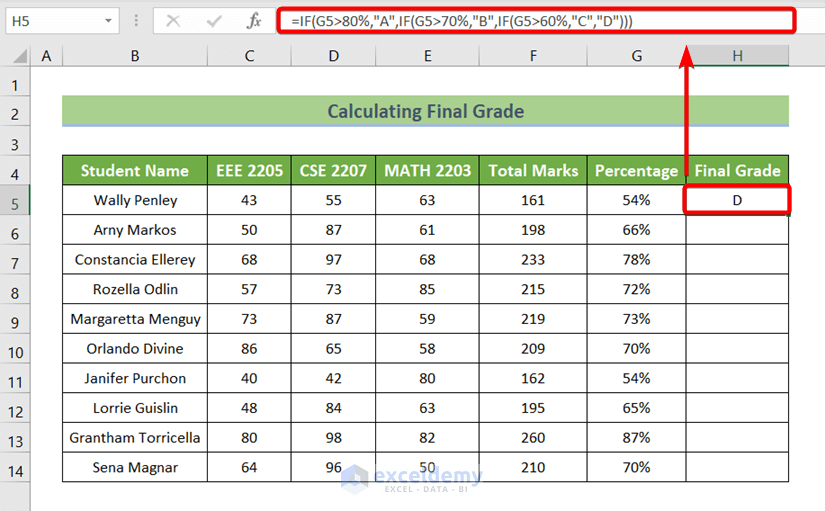 How to Calculate Final Grade in Excel (in 3 Steps)