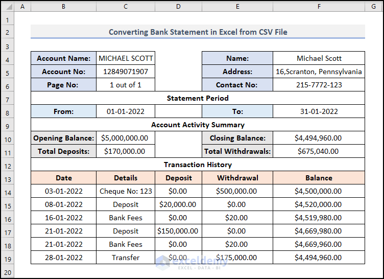 How to Convert Bank Statement Text to Excel (3 Easy Methods)