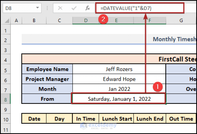 How to Create a Monthly Timesheet in Excel (with Easy Steps)