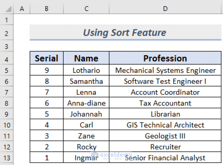 How to Flip Data Vertically in Excel (4 Quick Methods)