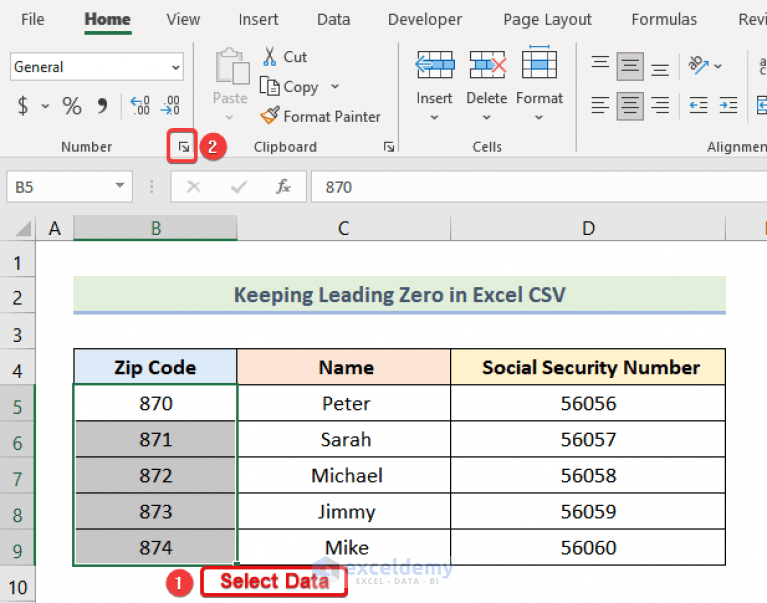 How to Keep Leading Zeros in Excel CSV (4 Easy Ways)