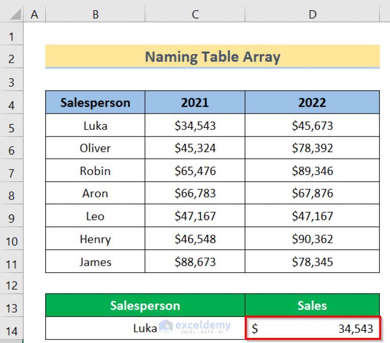 How to Name a Table Array in Excel (With Easy Steps)