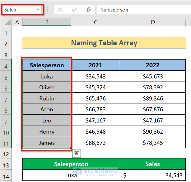 How to Name a Table Array in Excel (With Easy Steps)