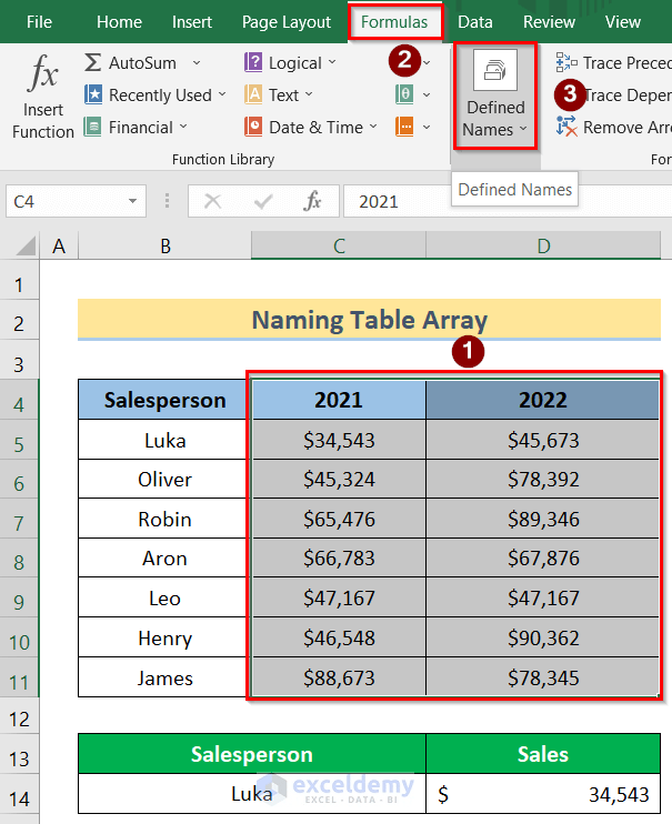 How to Name a Table Array in Excel (With Easy Steps)