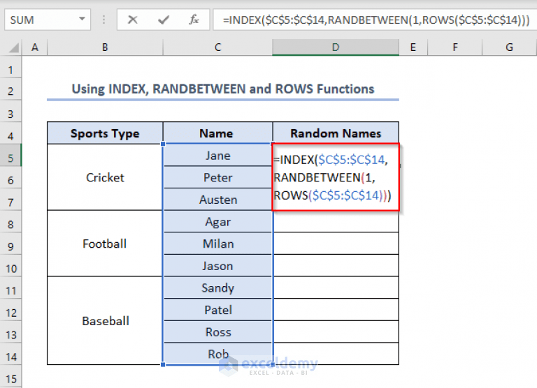 How to Select Names Randomly in Excel (5 Useful Methods)