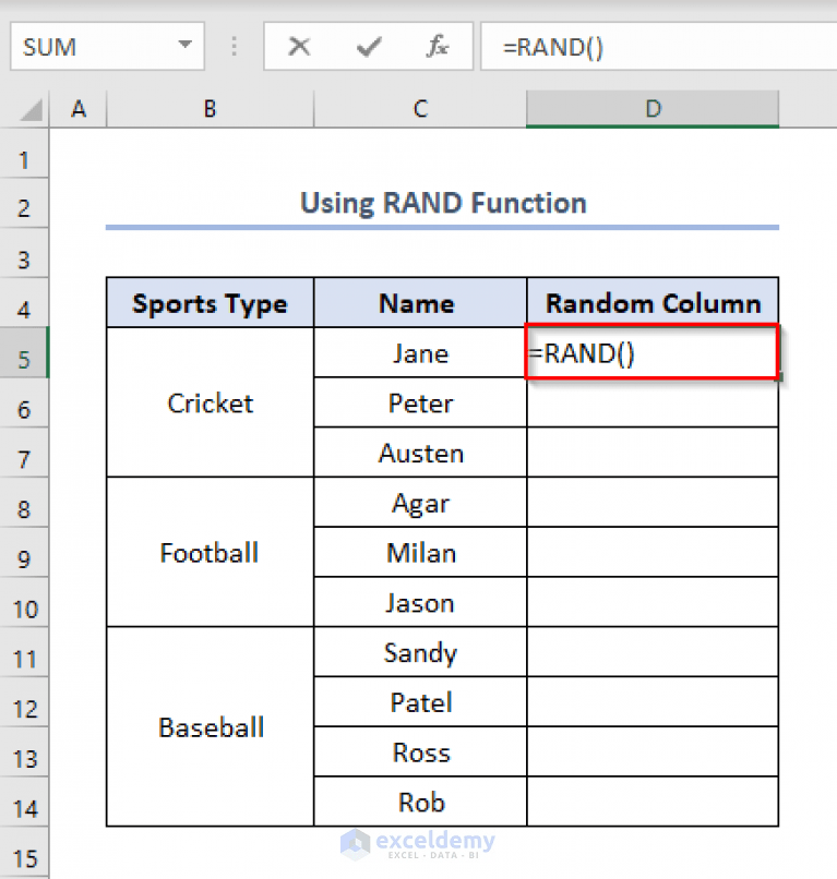 How to Select Names Randomly in Excel (5 Useful Methods)