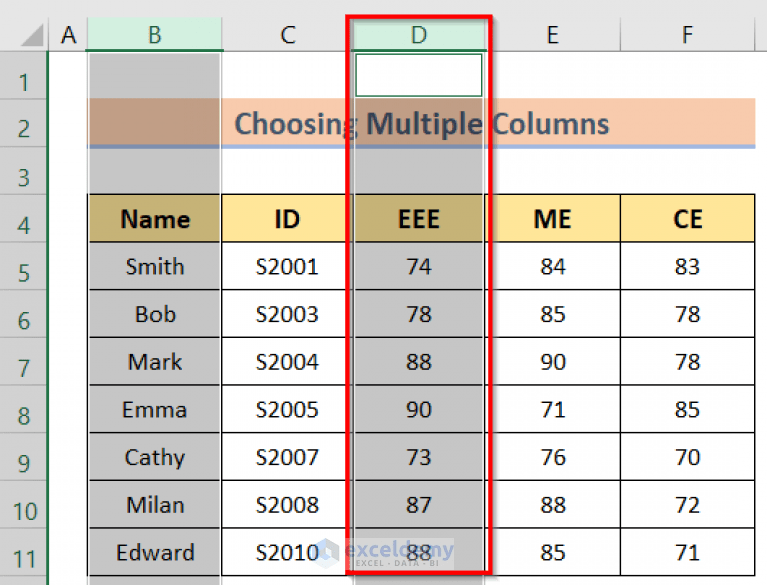 How to Skip a Column When Selecting in Excel (4 Easy Methods)