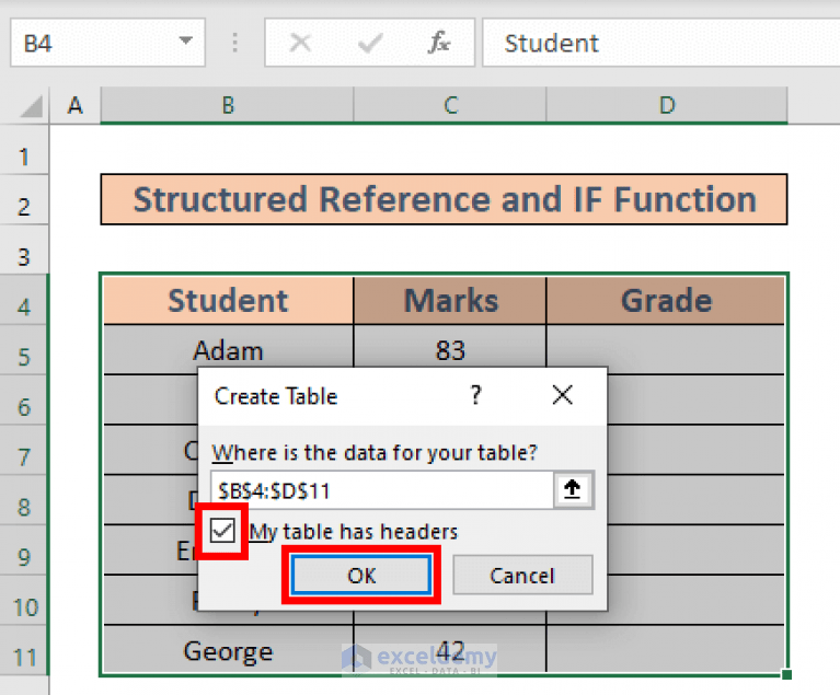 How to Use IF Function and Structured Reference in Excel