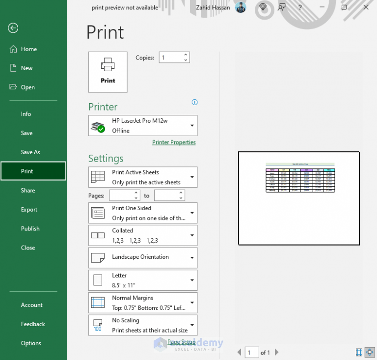 [Fixed!] Print Preview Not Available in Excel ExcelDemy