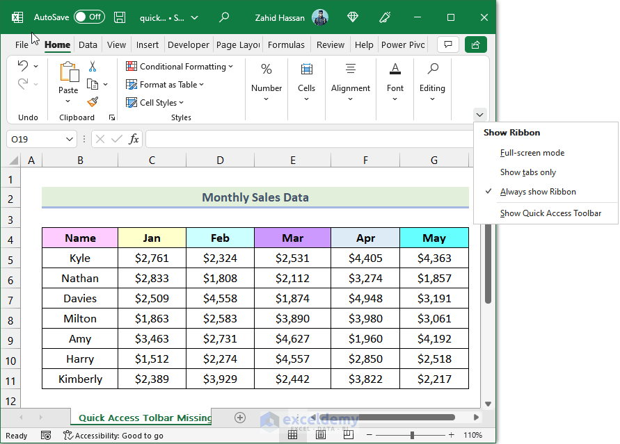 [Fixed!] Quick Access Toolbar in Excel Missing ExcelDemy