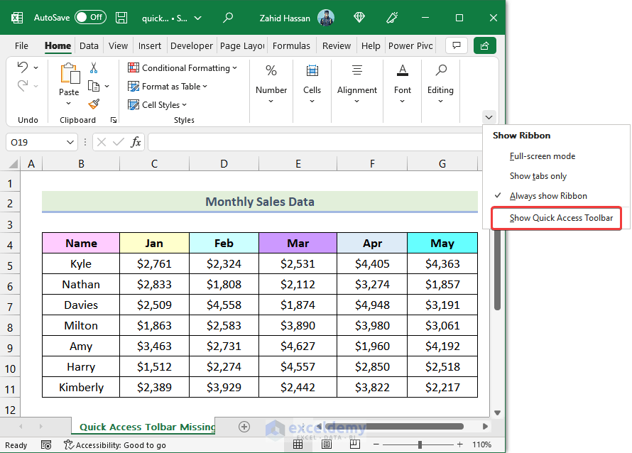 [Fixed!] Quick Access Toolbar in Excel Missing ExcelDemy