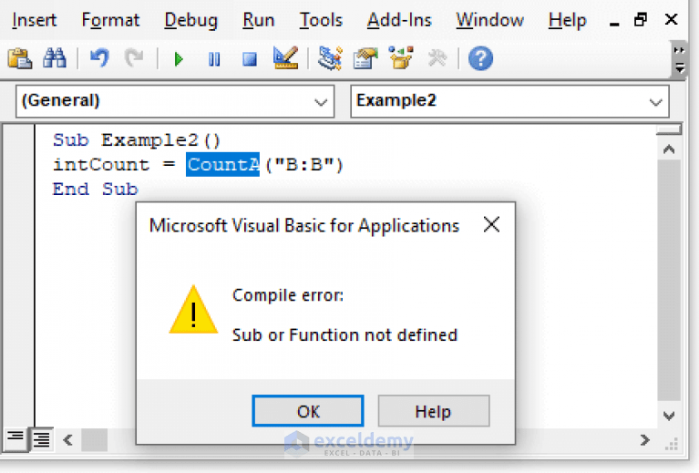 [Fixed!] Sub or Function Not Defined in Excel VBA ExcelDemy