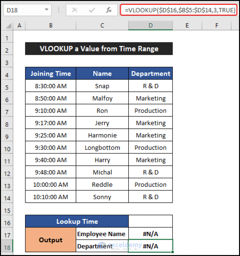 Vlookup with Time Range in Excel (5 Easy Ways) ExcelDemy