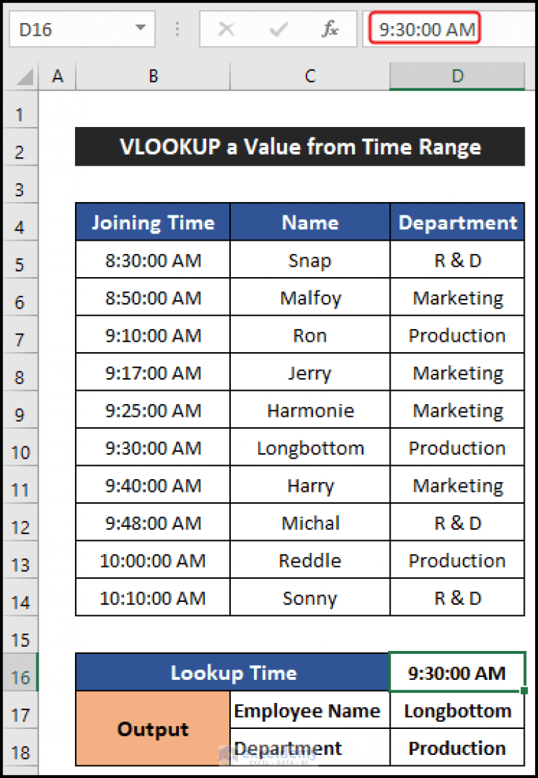 Vlookup with Time Range in Excel (5 Easy Ways) ExcelDemy