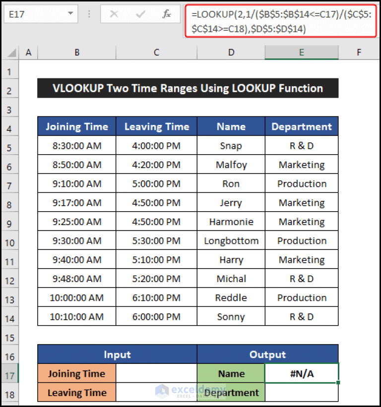 Vlookup with Time Range in Excel (5 Easy Ways) ExcelDemy