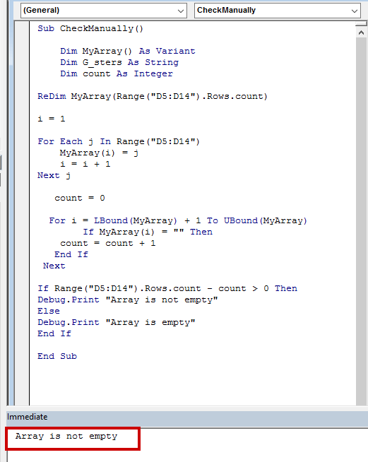 How to Check If an Array Is Empty with VBA in Excel (3 Methods)