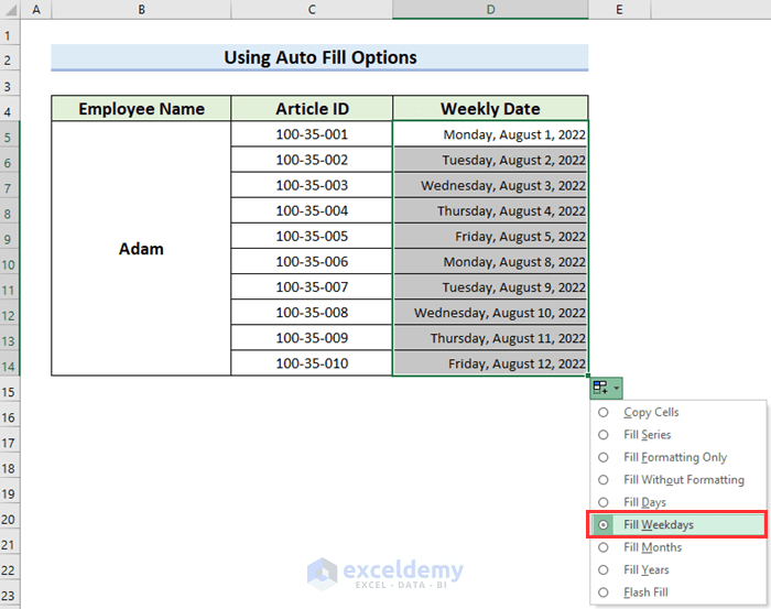Formula for Weekly Dates in Excel (5 Examples) ExcelDemy