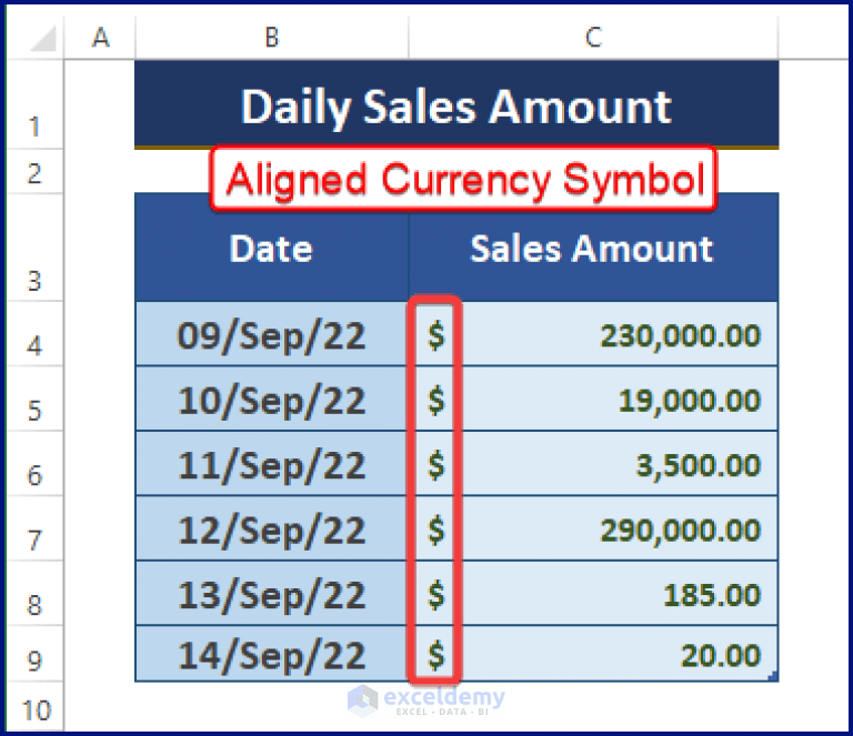 How to Align Currency Symbol in Excel (3 Easy Ways) ExcelDemy