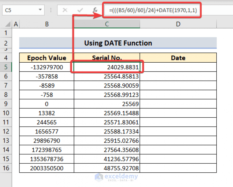 Convert Epoch Time to Date in Excel (2 Easy Methods)