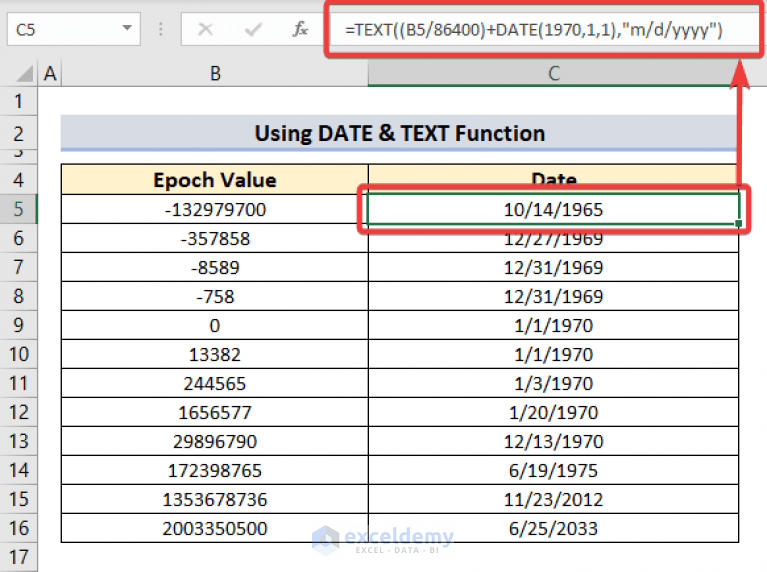 Convert Epoch Time to Date in Excel (2 Easy Methods)