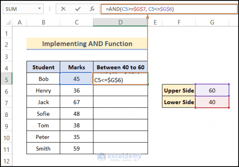 How to Check If a Value Is Between Two Numbers in Excel