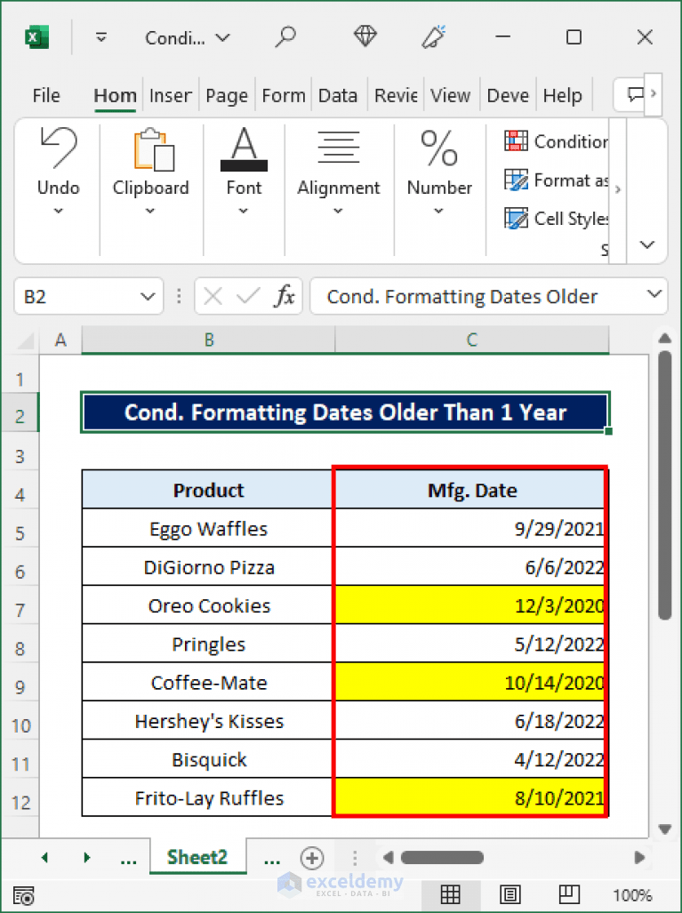 Excel Conditional Formatting for Date Less Than 6 Months from Today