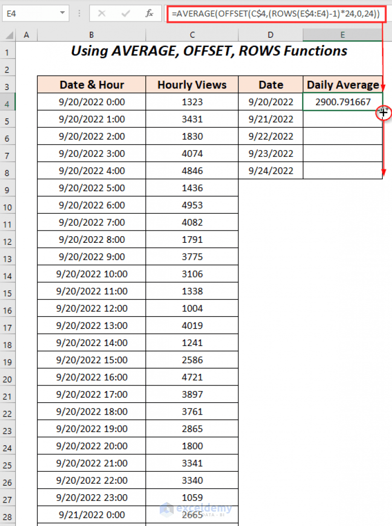 How to Calculate Daily Average from Hourly Data in Excel