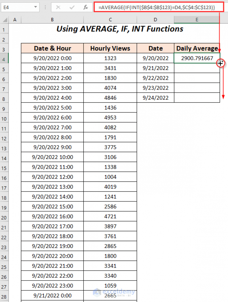 How to Calculate Daily Average from Hourly Data in Excel