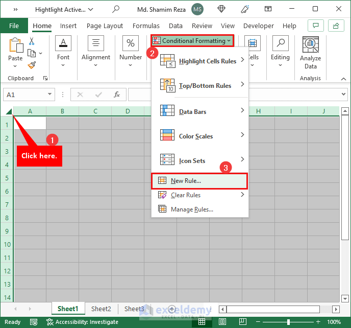 How to Highlight an Active Row in Excel VBA (2 Examples)