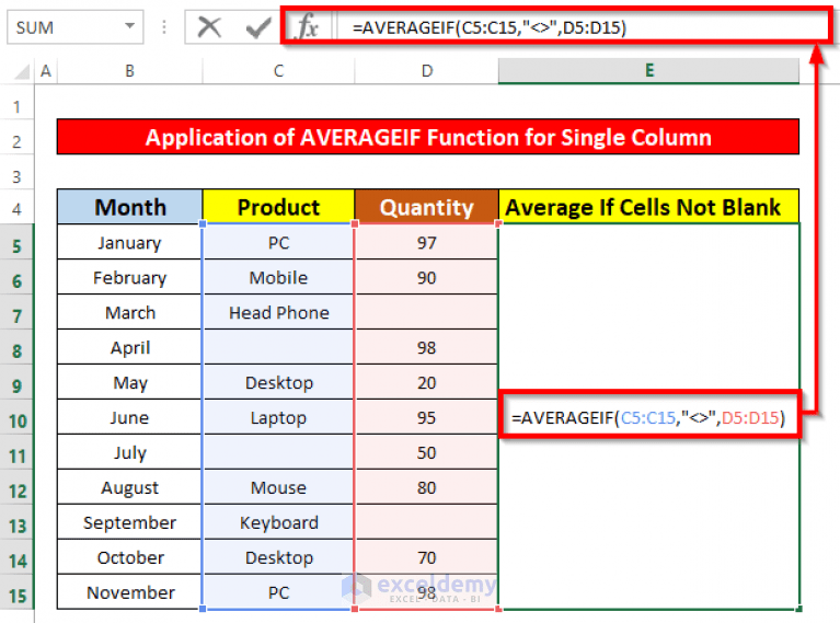 How to Calculate Average If Cell Is Not Blank in Excel ExcelDemy