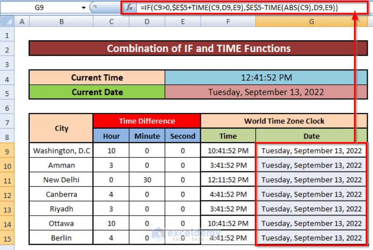 How to Create World Time Zone Clock in Excel (2 Easy Methods)