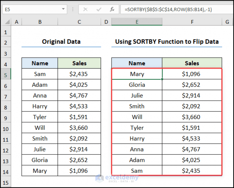 How to Flip Table in Excel (2 Quick Ways) ExcelDemy